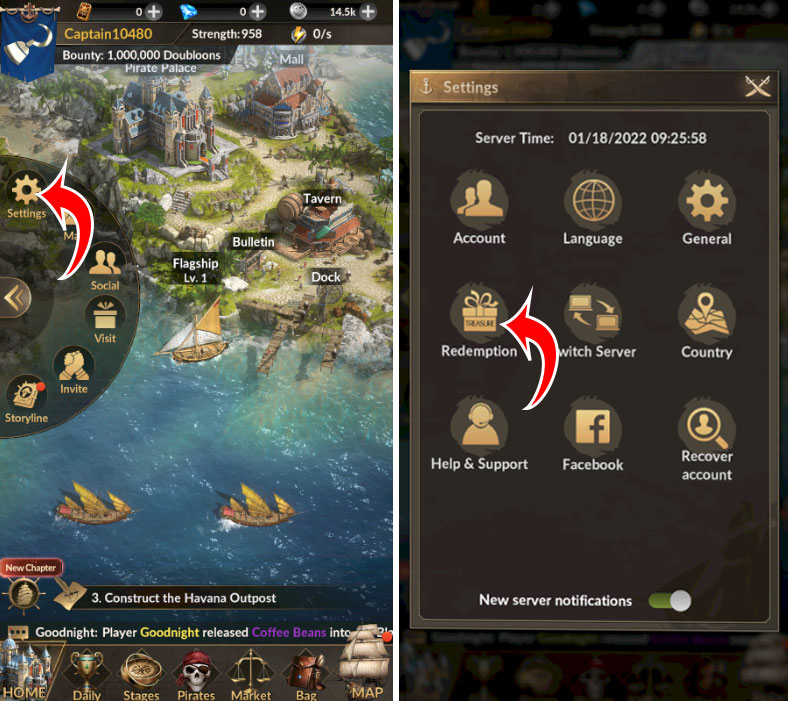 Golden Age Of Pirates & All 5 Giftcodes  5 Redeem Codes Golden Age of  Pirates - How to Redeem Code 