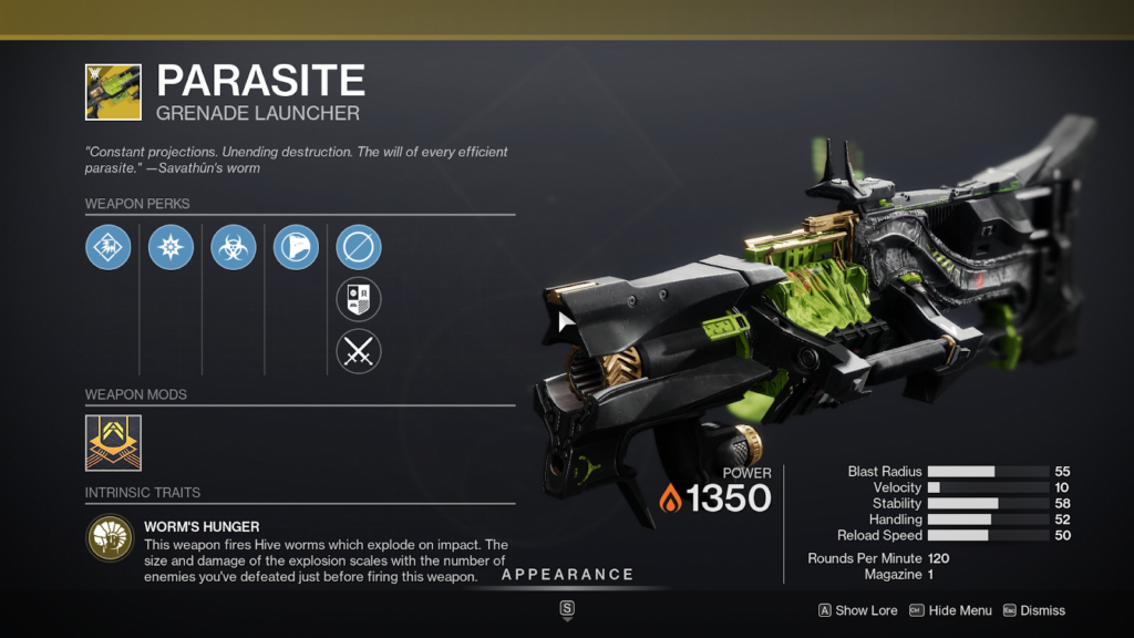 All Destiny 2 Witch Queen Exotics - Parasite