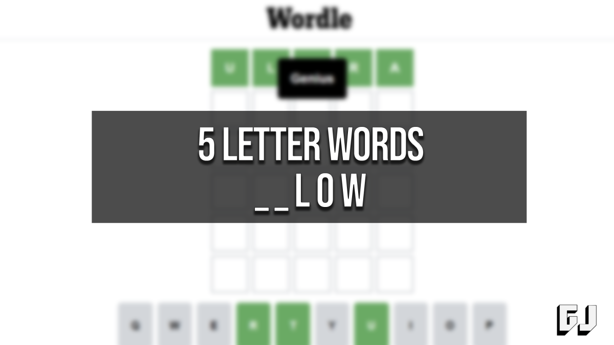 5 Letter Words Ending LOW