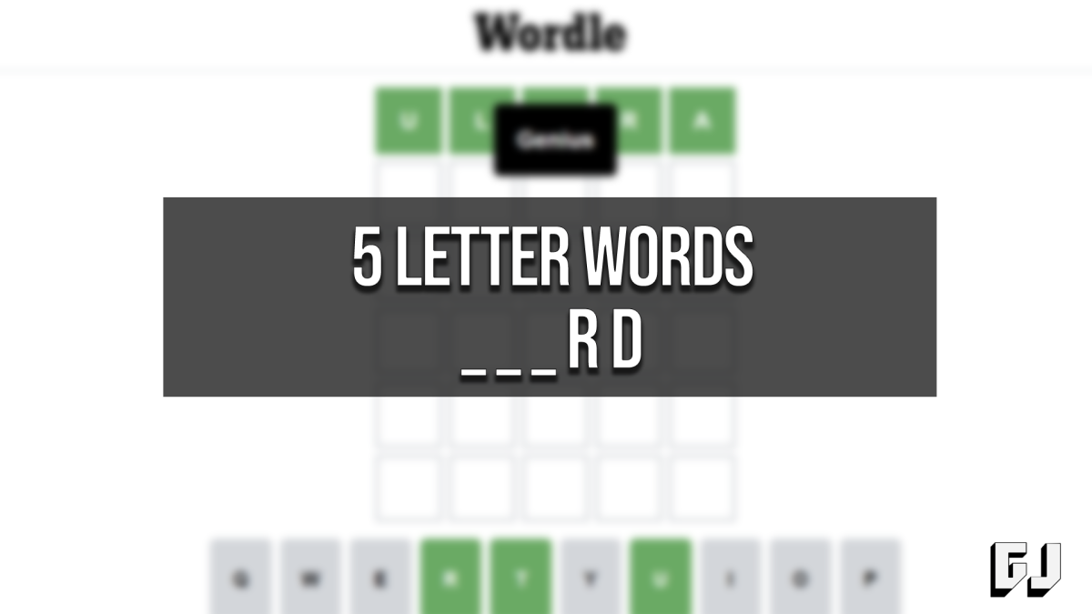 5 Letter Words Ending RD