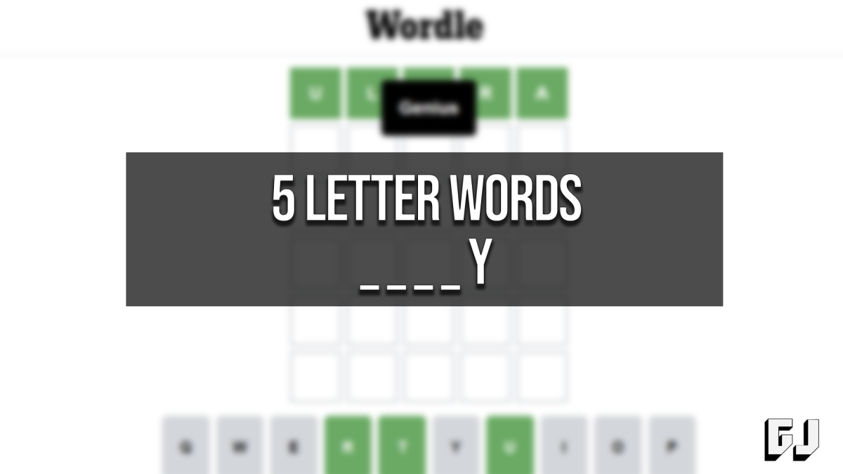 5 Letter Words Ending Y