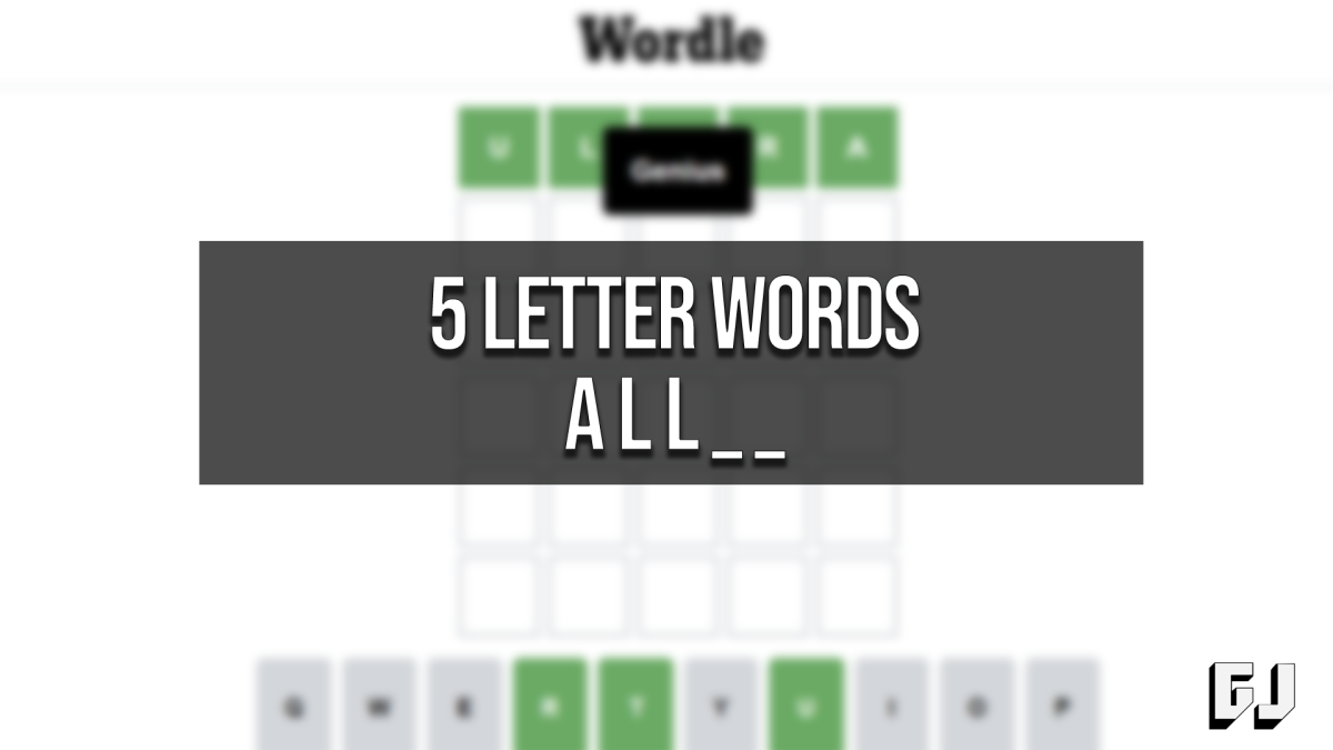 5 Letter Words Starting ALL