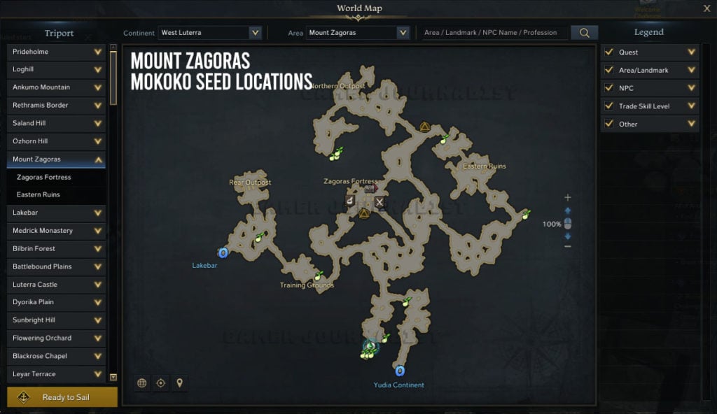 All Mokoko Seed Locations in Mount Zagoras Map