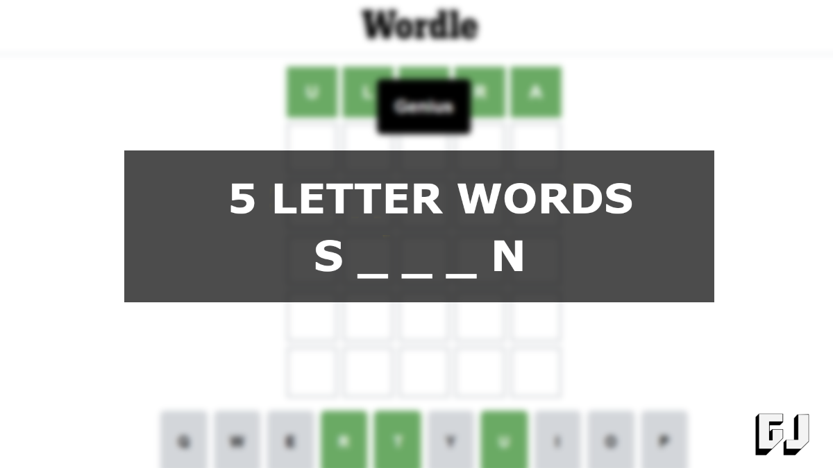 Five Letter Words Starting With S and Ending with N