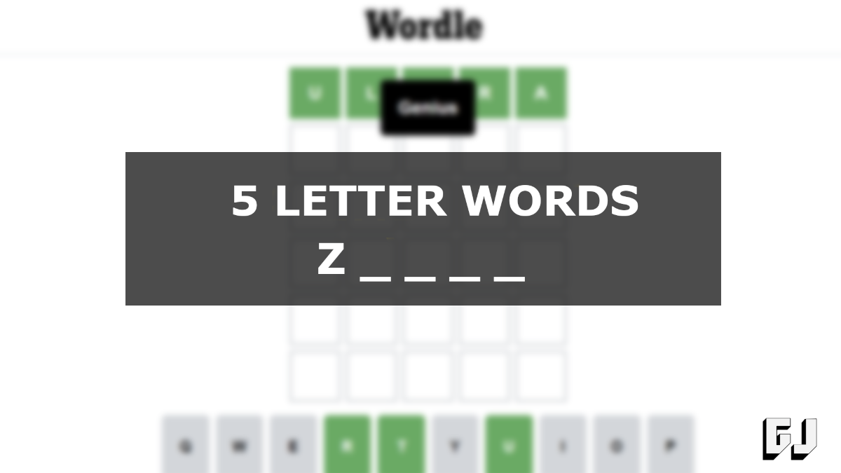Five Letter Words Starting With Z