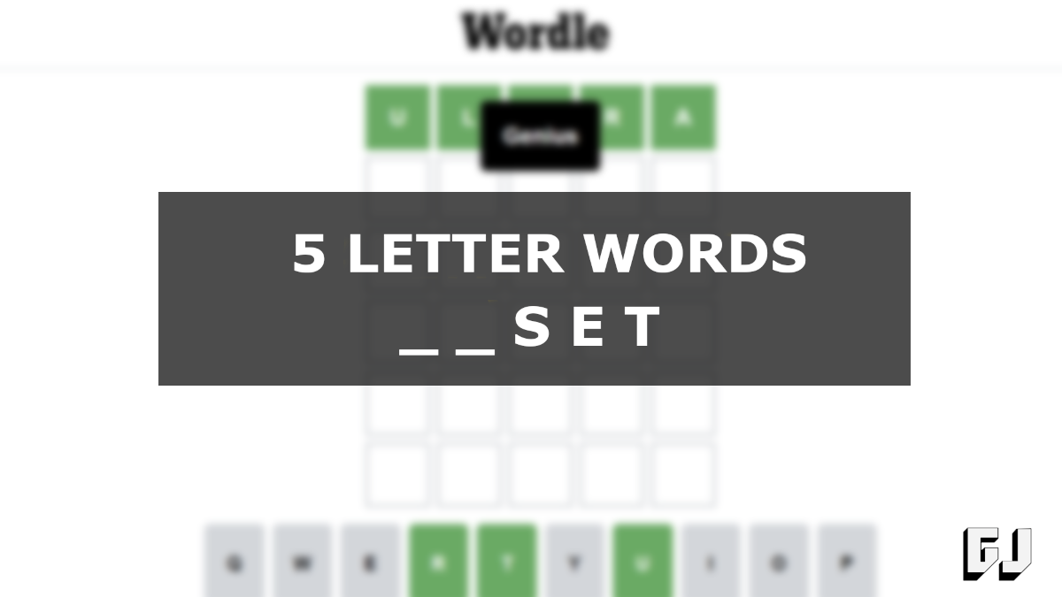 5 letter words that ends with set