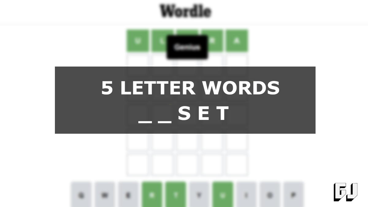 5 letter words ending SET
