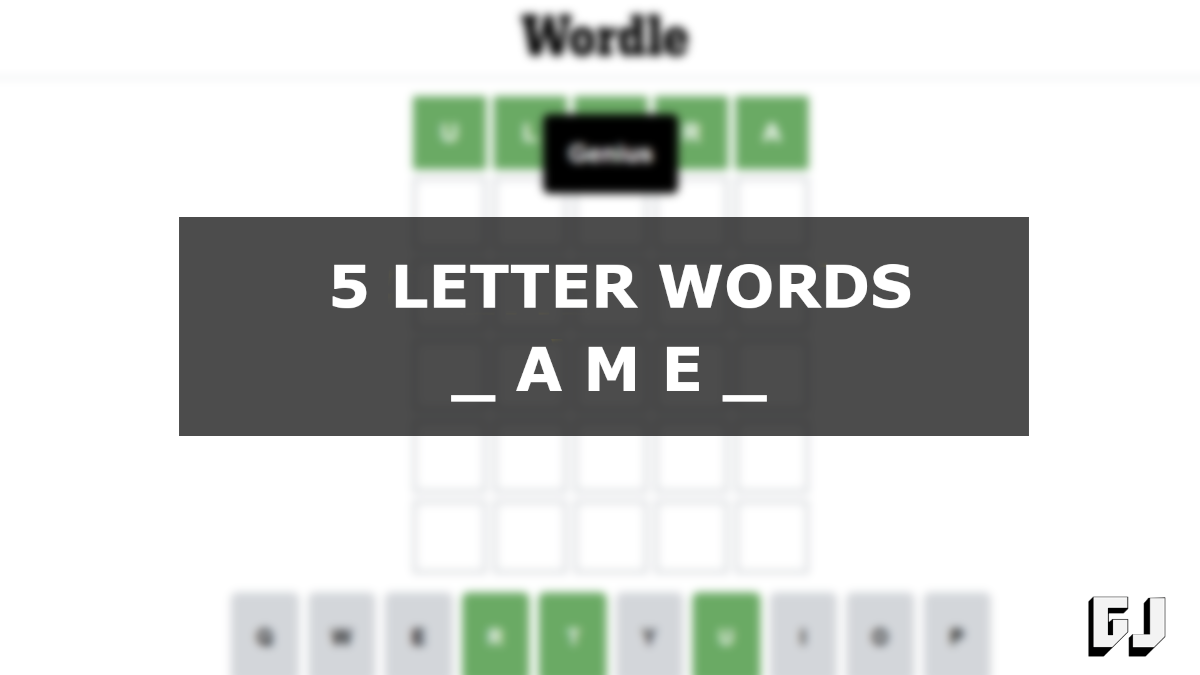 5 Letter Words AME Middle