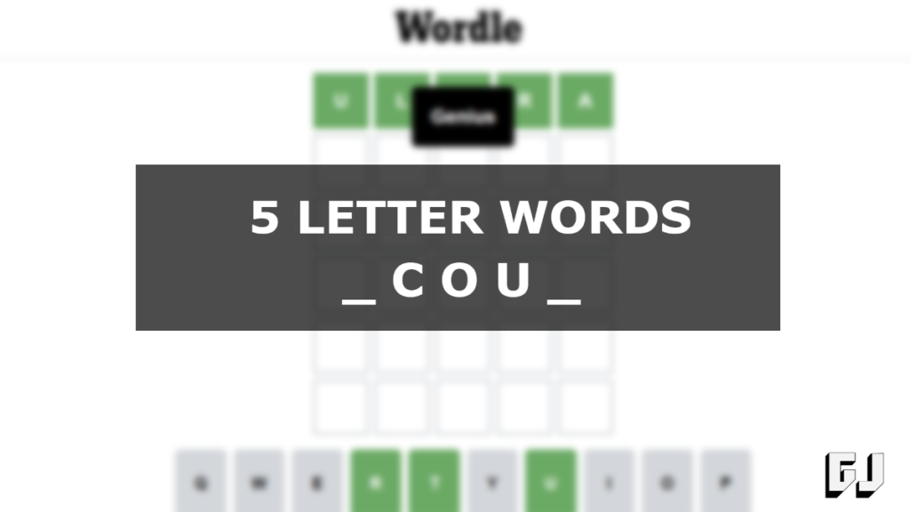 7 Letter Words Starting With Cou