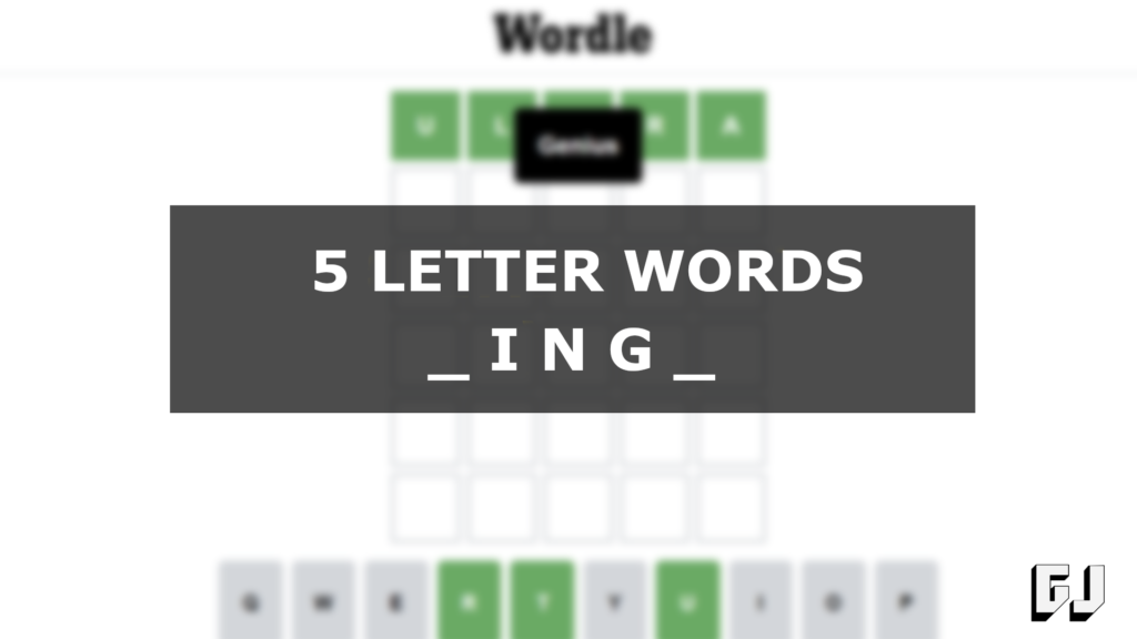 5 letter words with ing in the middle