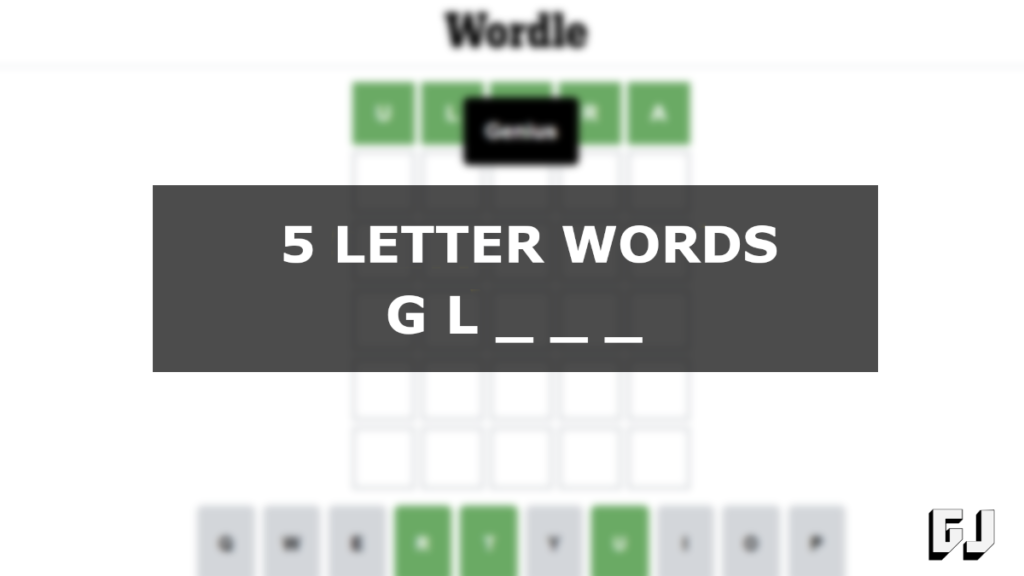 3 letter words starting with gl for kids