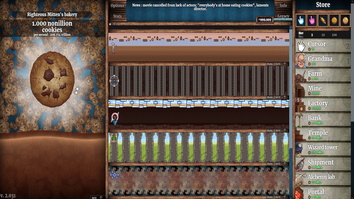 I was doing the 'Infinite cookies' hack for fun, and after buying hundreds  of building and upgrades, I can't buy anything anymore. Is this a glitch or  not? : r/CookieClicker