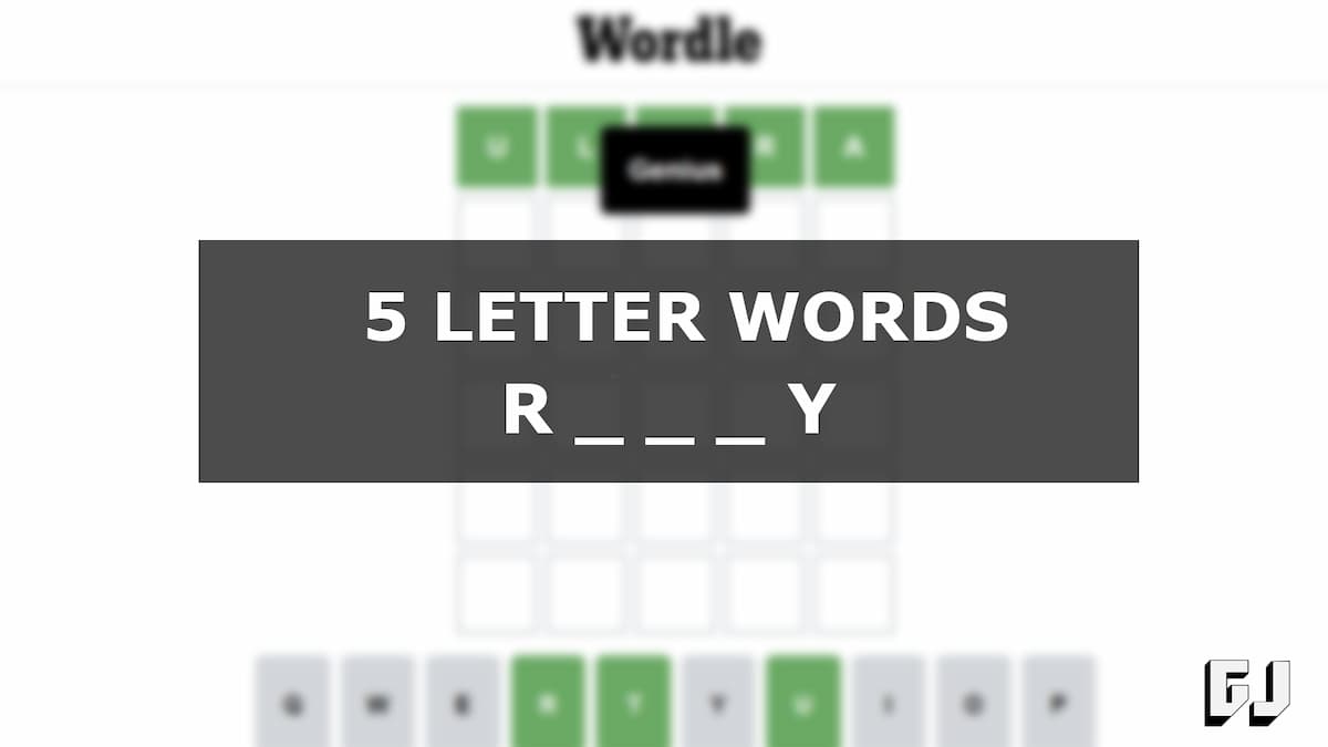 5 Letter Words Starting with R and Ending in Y