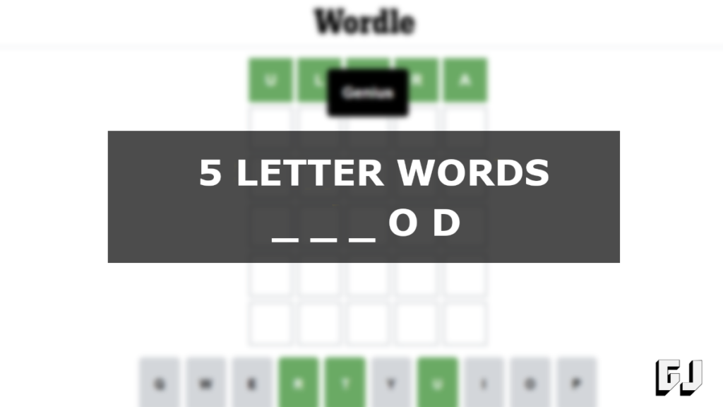 6 letter word ending in od