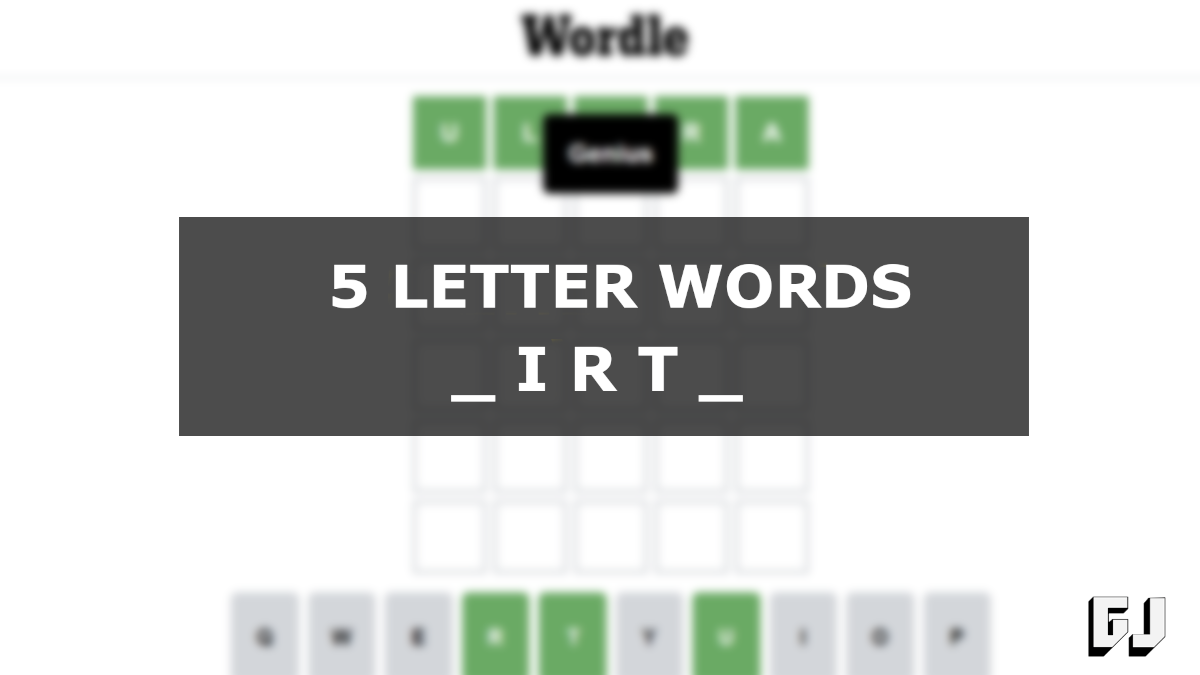 5 Letter Words IRT Middle