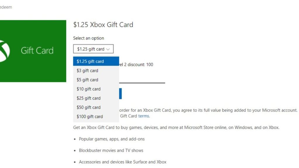 Xbox Gift Card Redemption