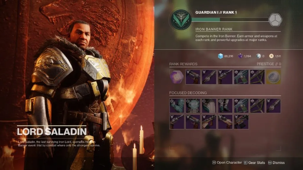 Destiny 2 Iron Banner daily challenge Saladin vendor screen