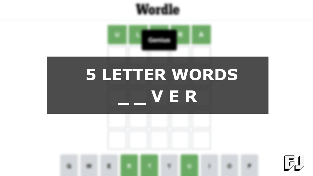 5 Letter Words Ending with VER