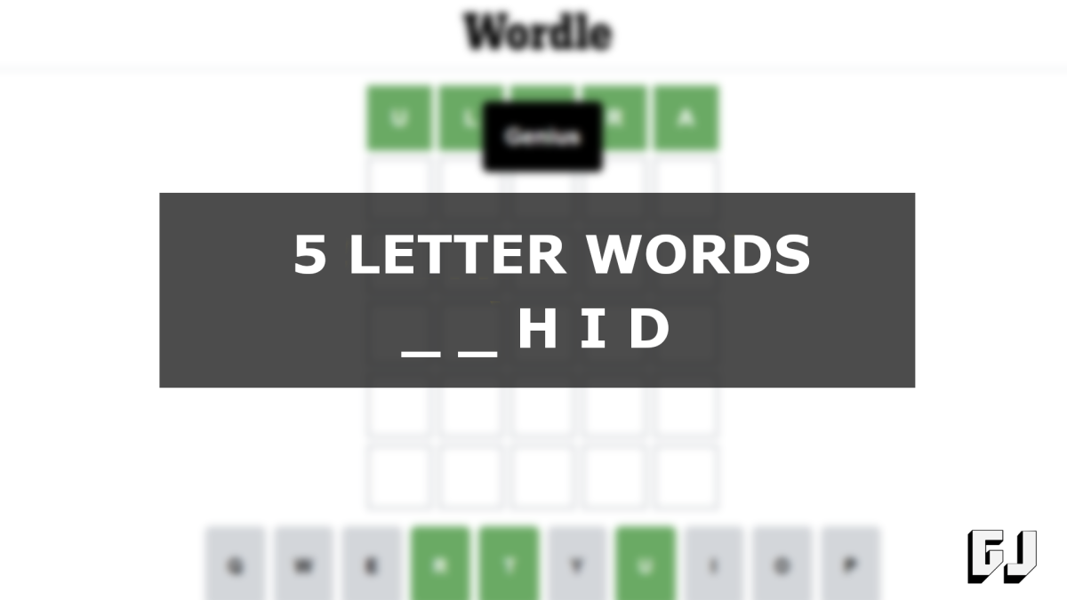 5 Letter Words Ending with HID