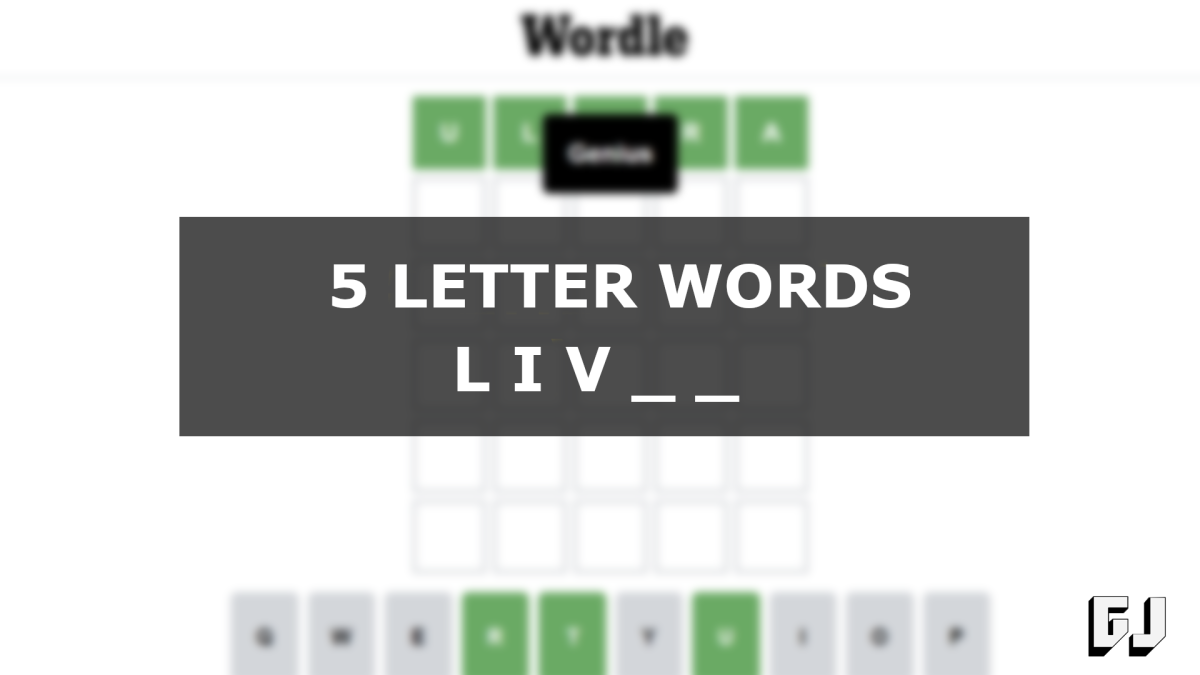 5 Letter Words Starting with LIV