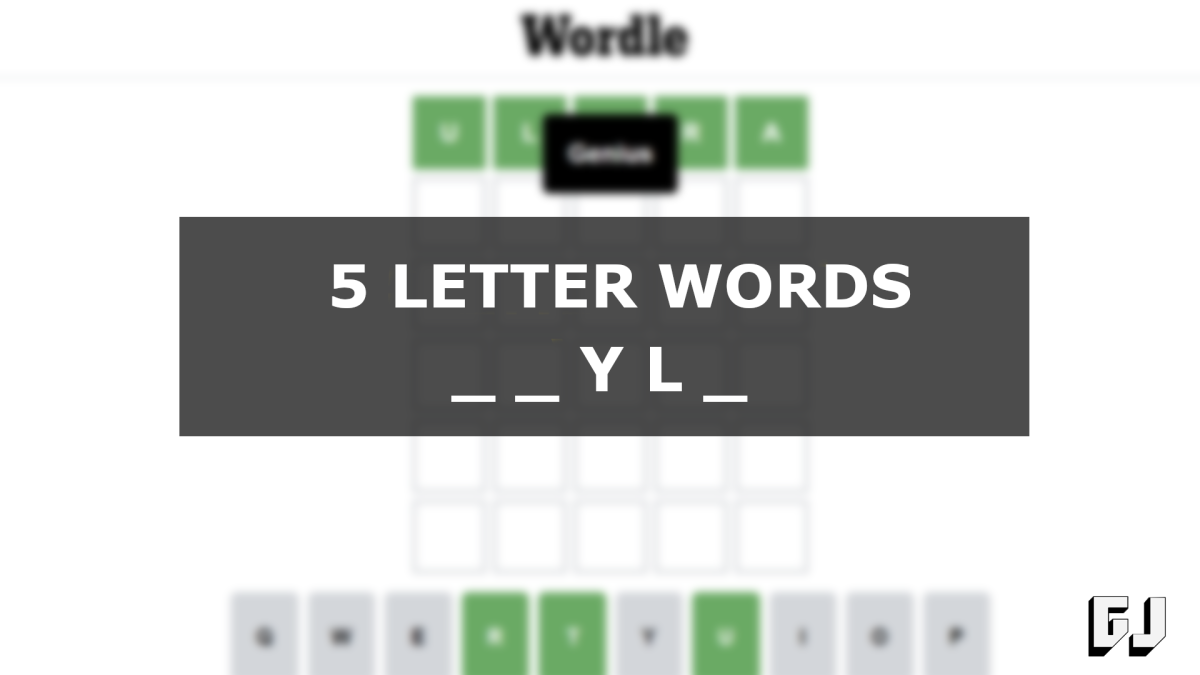 5 Letter Words with YL in the Middle