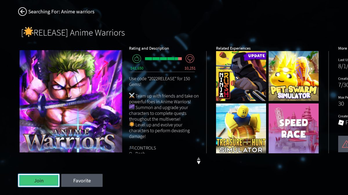 Anime Warriors Codes  Free Gems And Spins  Roblox