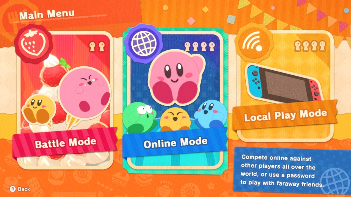 Kirby's Dream Buffet Main Menu
