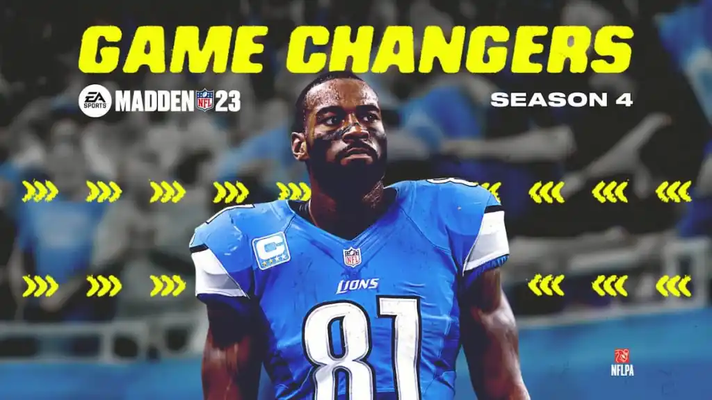 Madden 23 Superstar game changers artwork with a Lions player standing.