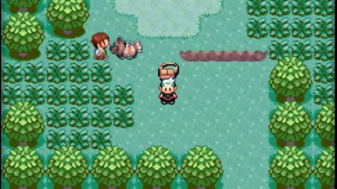 Pokémon emerald in-game screenshot of player walking between cities