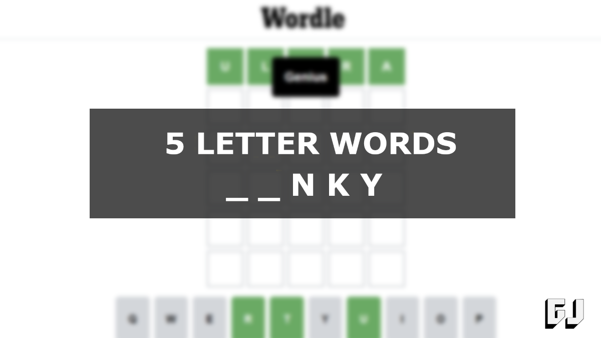 5 Letter Words Ending NKY