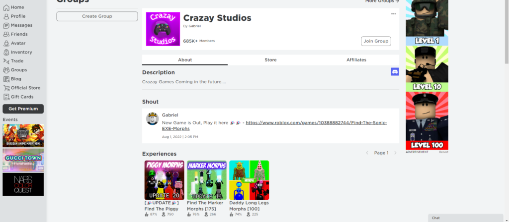 crazay studios group in roblox