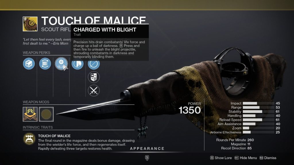 Destiny 2 - How to Get Touch of Malice exotic perk. 