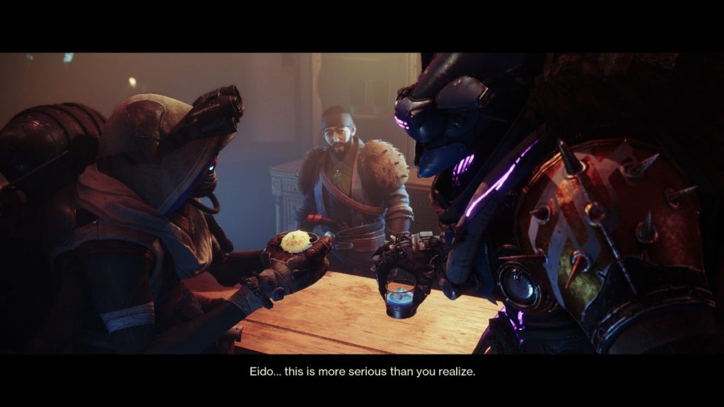 Destiny 2 who is Eido? Eido and Mithraks having a drink.