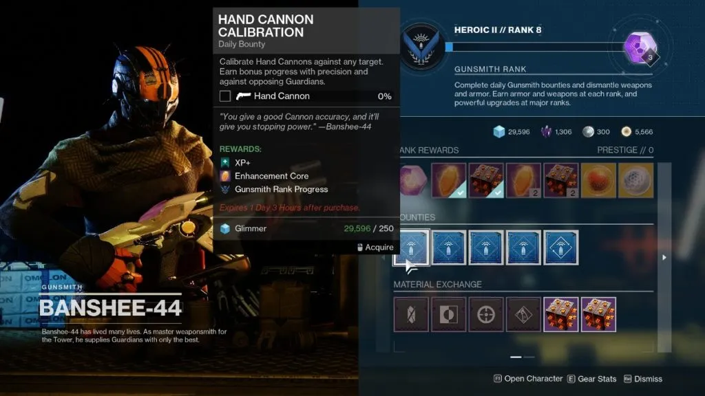 How many bounties can you hold in Destiny 2? Gunsmith vendor. 