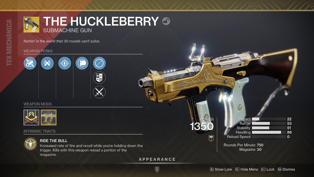 How to get the Huckleberry catalyst in Destiny 2 - Huckleberry in inventory