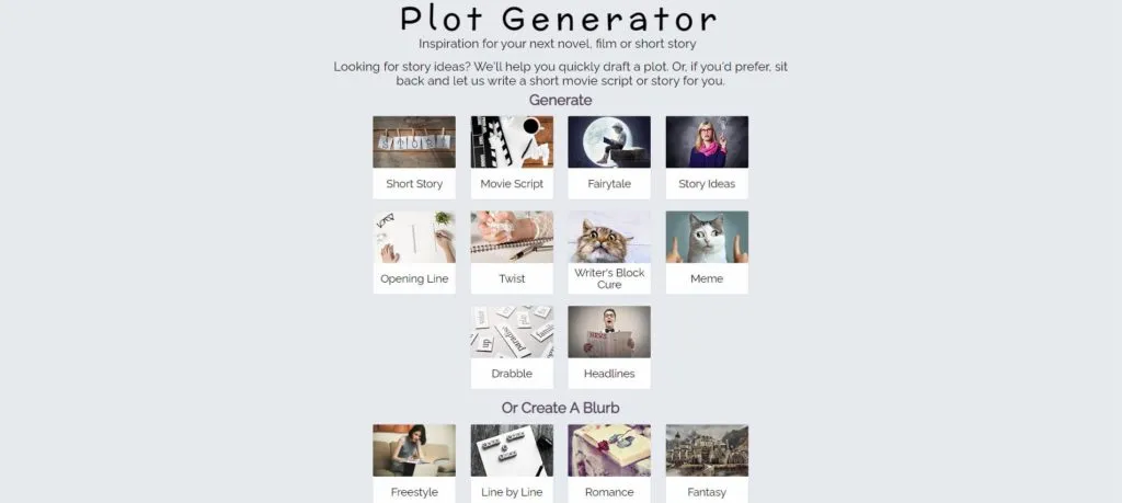 Plot generator home page