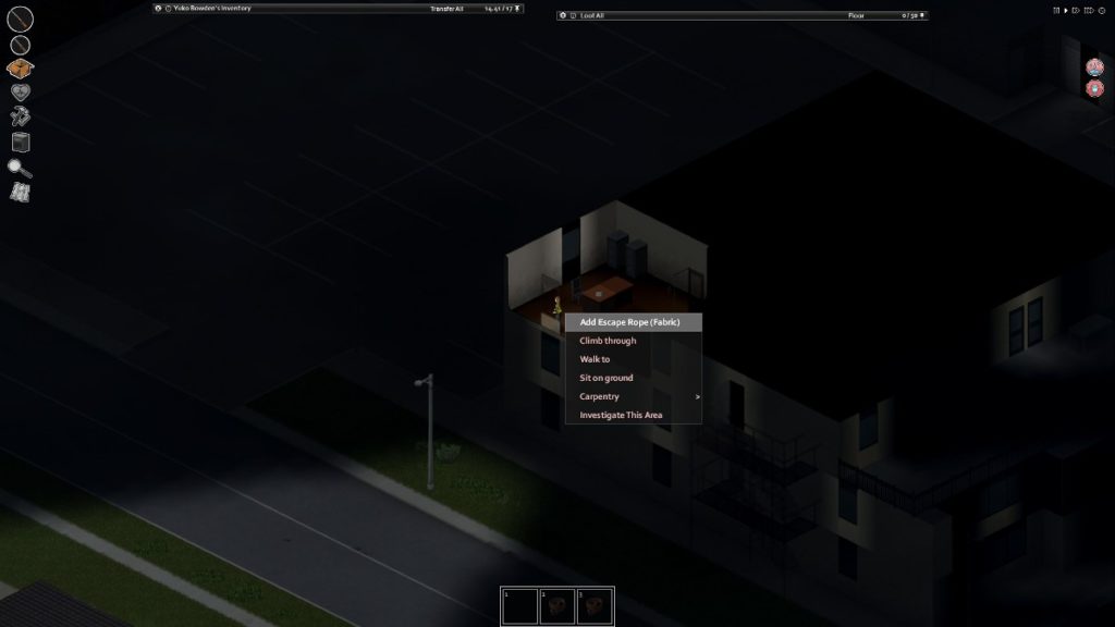 How to make and use a sheet rope in Project Zomboid - attaching rope to window. 