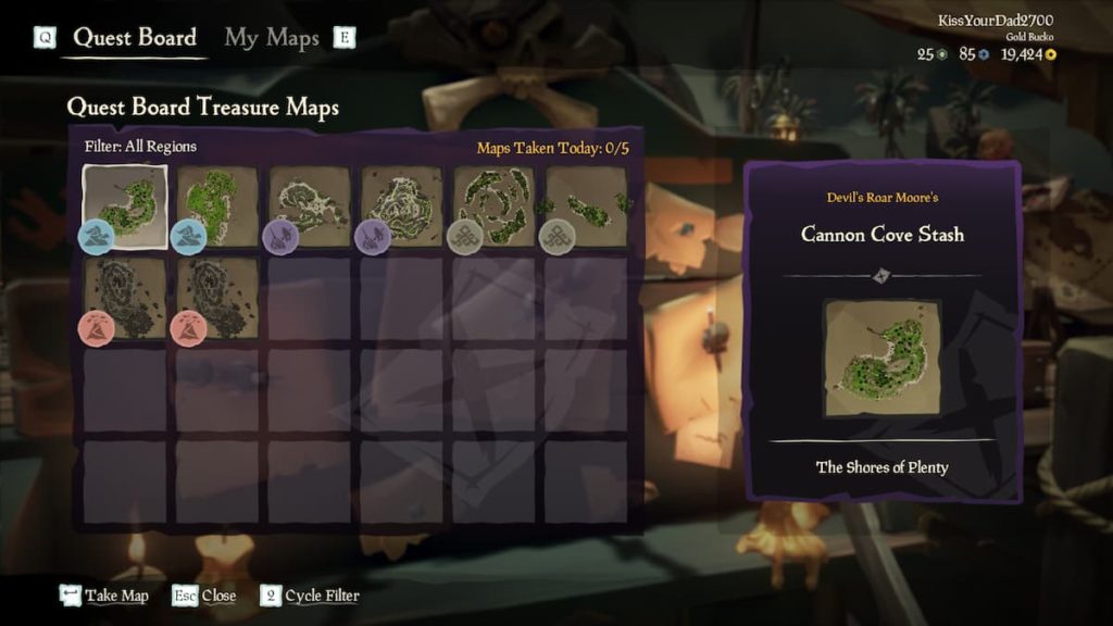 Quest board in Sea of Thieves