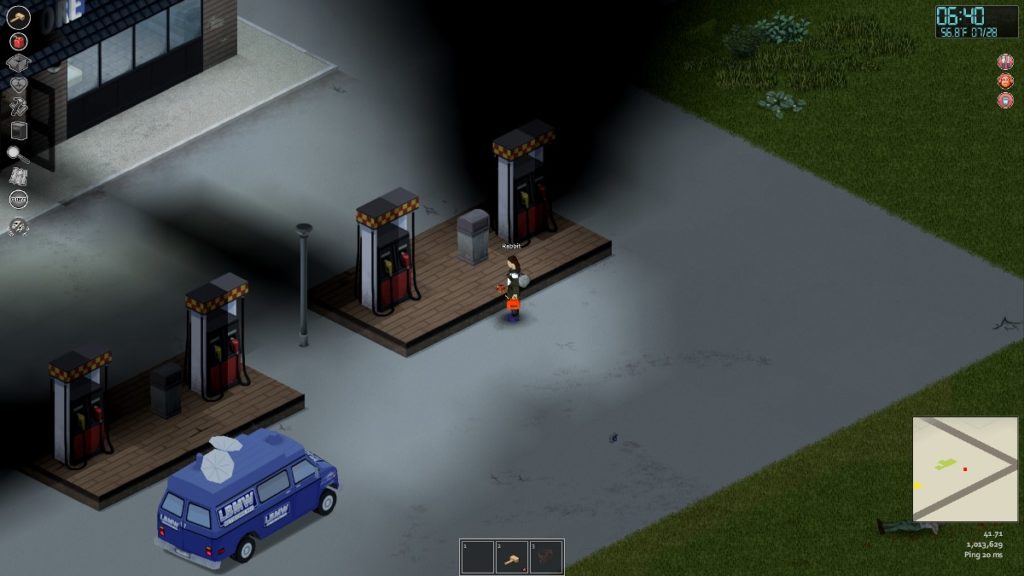 When does the electricity shut off in Project Zomboid? Gas station.