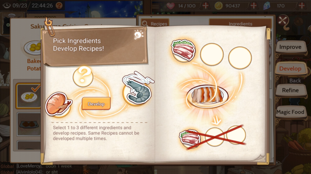 Developing Recipes in Food Fantasy