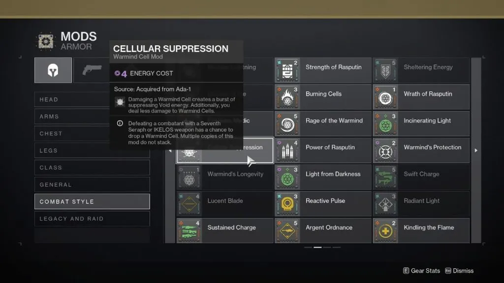 Cellular Suppression Destiny 2 mod in collections. 