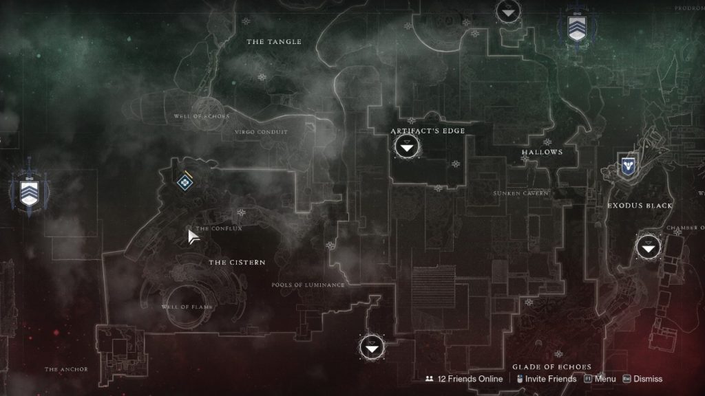 Destiny 2 The Conflux Lost Sector on the Director map. 