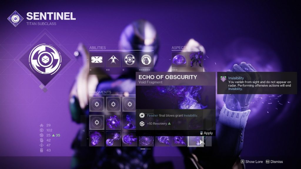 Destiny 2 Reactive Pulse - Echo of Obscurity Fragment. 