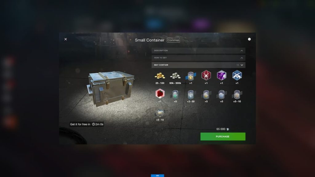 small container in World of Tanks Blitz