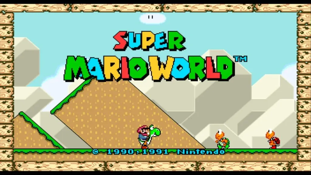 super mario world game start screen