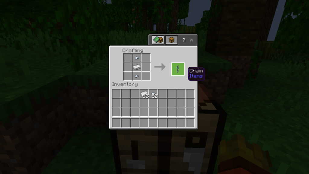 Chain Crafting Recipe in Minecraft