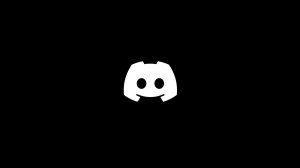 White Discord logo on black background
