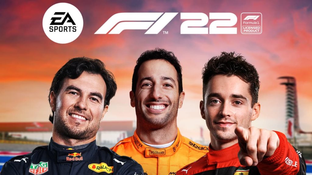 Three F1 players in a cover picture for F1 22