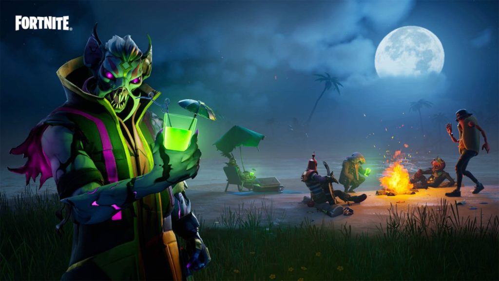 Fortnitemares Beach Night Party with monsters