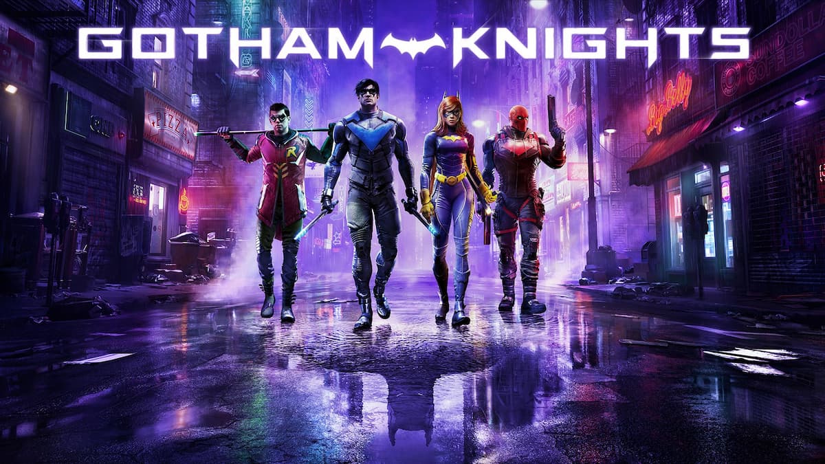 All four heroes lining up in the cover image of Gotham Knights